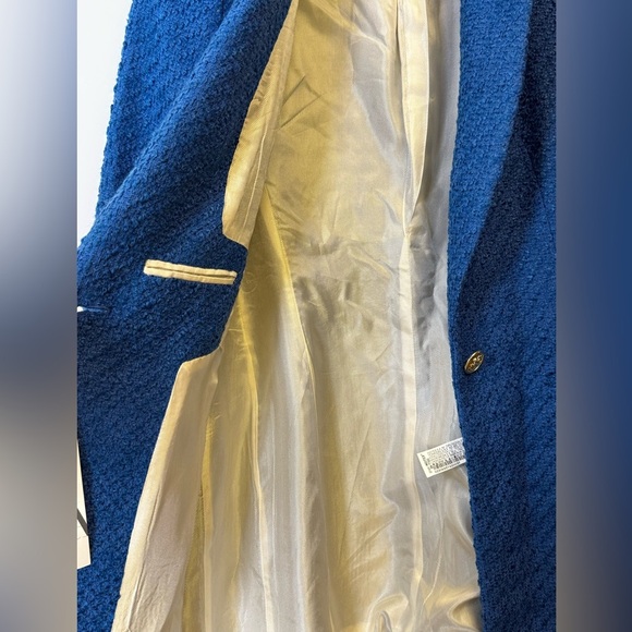 Zara Blue and Gold Quilted Blazer with Notched Lapels SIZE M NWT - Picture 2 of 14